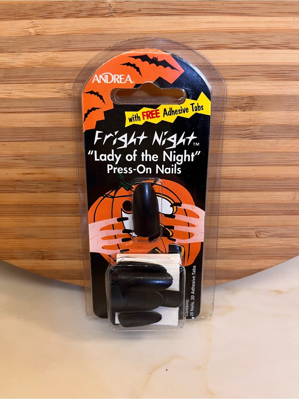 New in Package Vintage Halloween Fright Night Press-On Nails Black